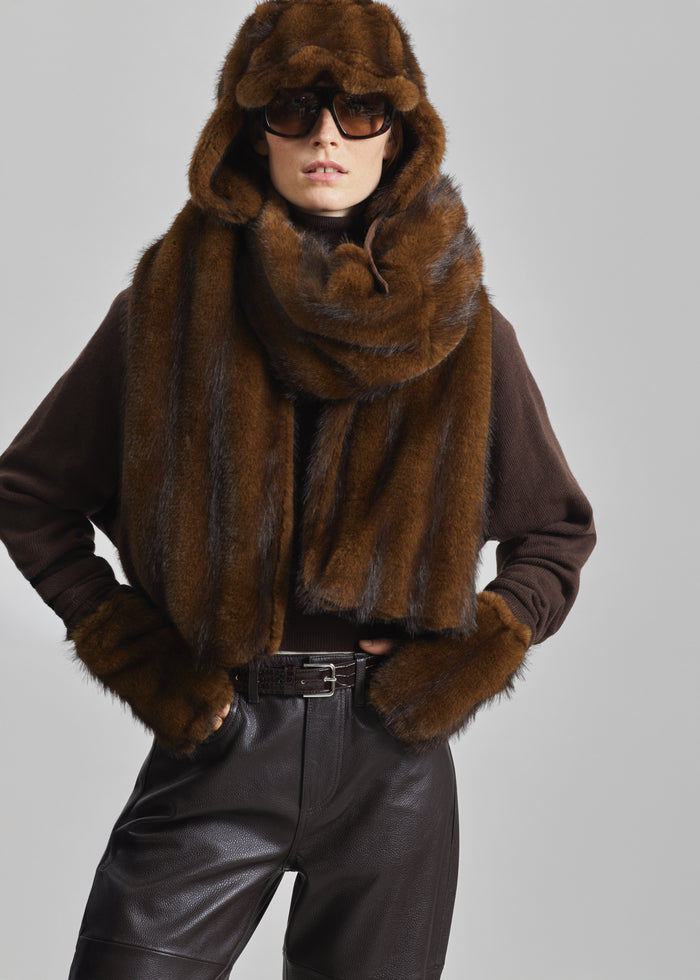 Ciasa Faux Fur Scarf - Brown