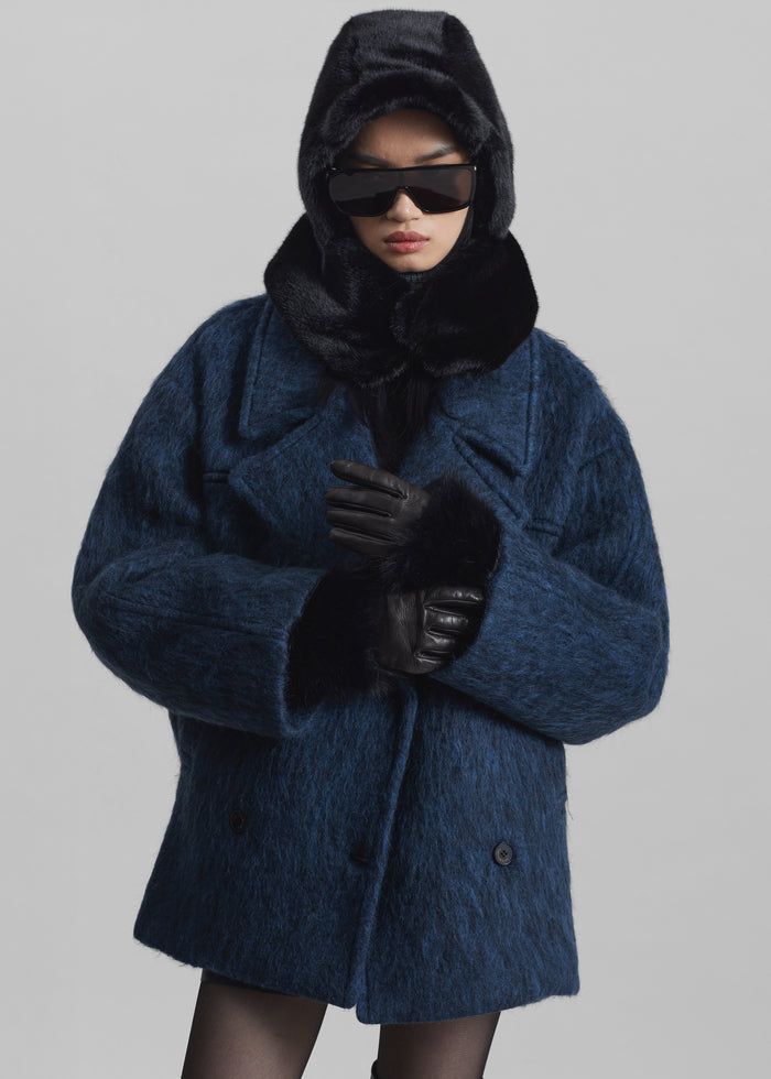 Clara Faux Fur Short Gloves - Black