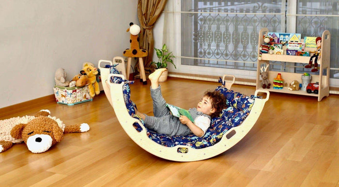 Climbing Arch / Rocker with Forest Pattern Pillow