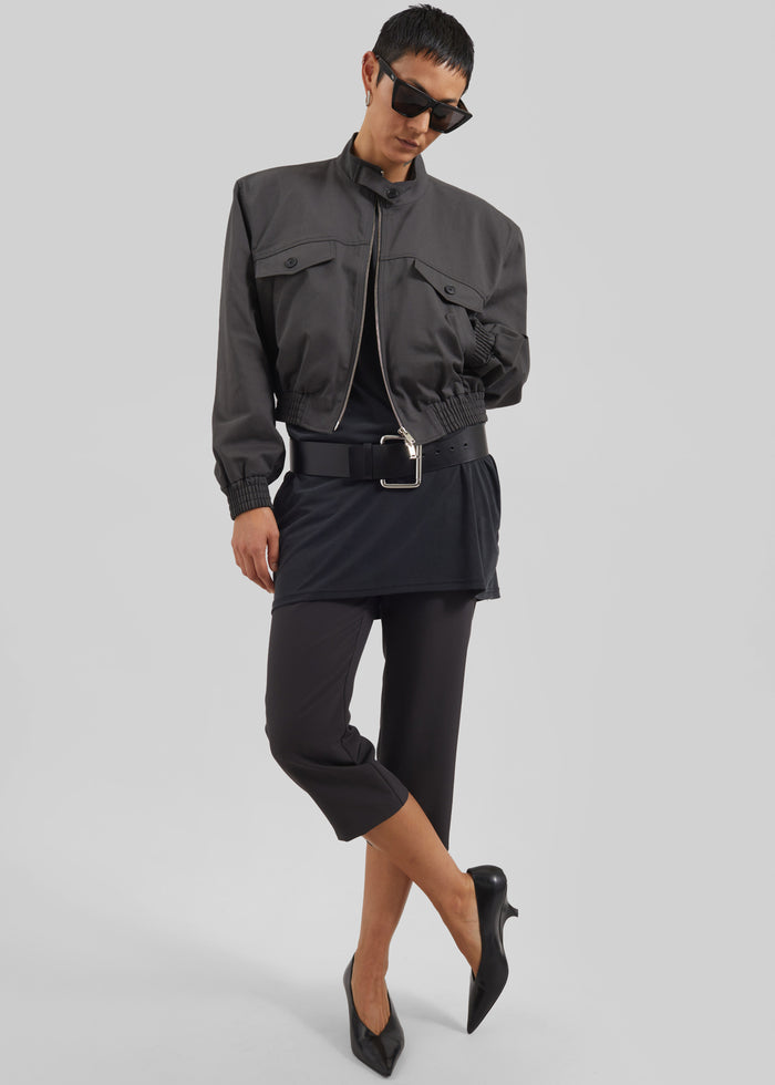 Cobain Padded Cropped Bomber - Charcoal
