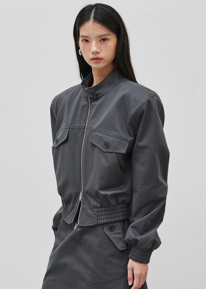 Cobain Padded Cropped Bomber - Charcoal
