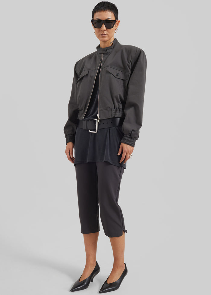 Cobain Padded Cropped Bomber - Charcoal