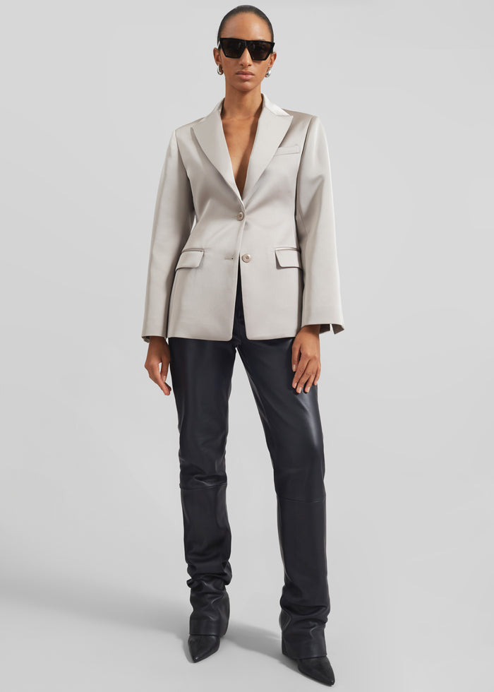 Colette Hourglass Satin Blazer - Light Taupe