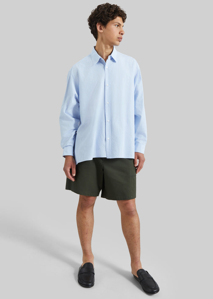 Colhame Adjustable Hem Shirt - Blue/White Stripe
