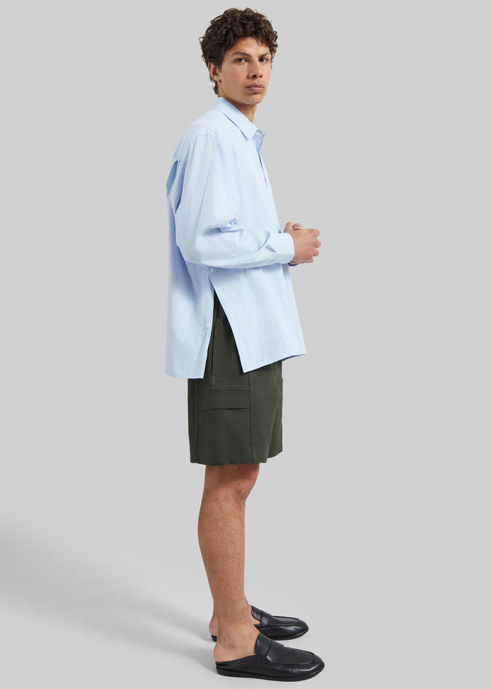 Colhame Adjustable Hem Shirt - Blue/White Stripe