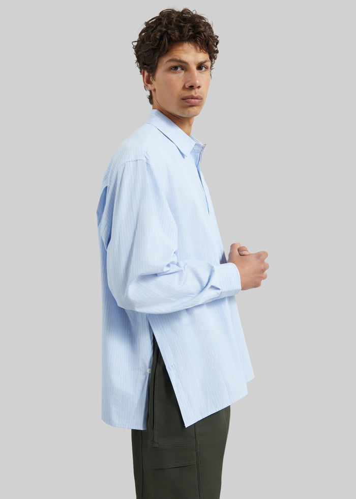 Colhame Adjustable Hem Shirt - Blue/White Stripe
