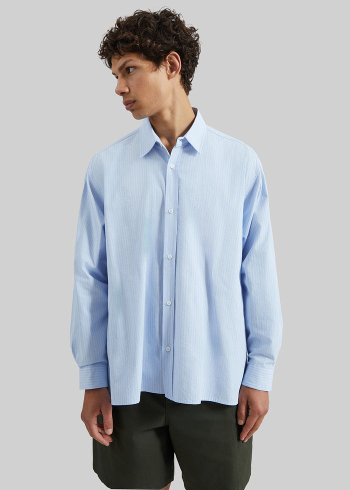 Colhame Adjustable Hem Shirt - Blue/White Stripe