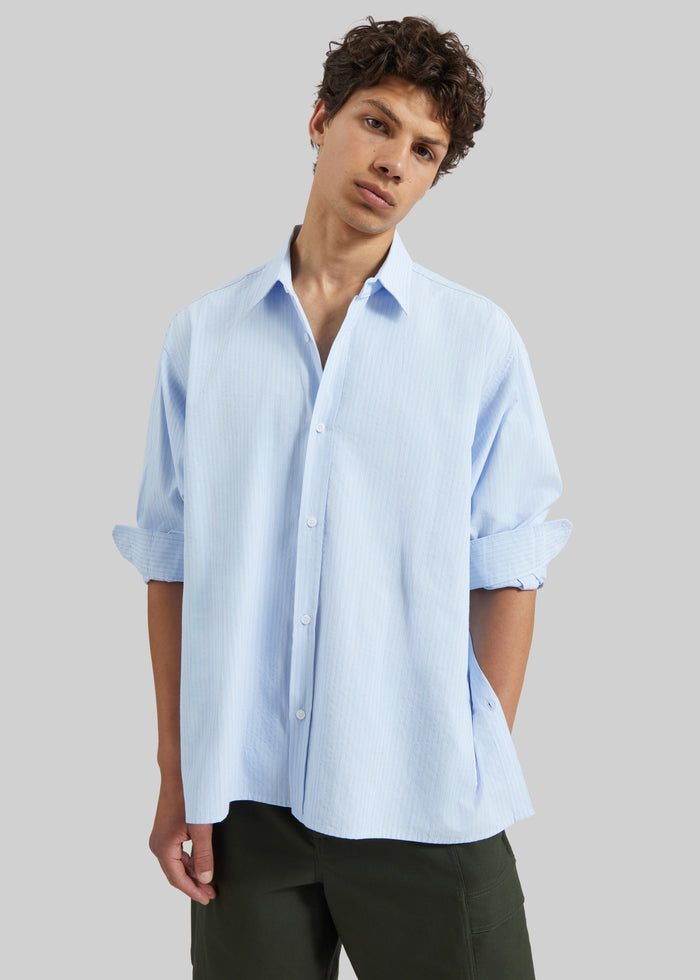 Colhame Adjustable Hem Shirt - Blue/White Stripe