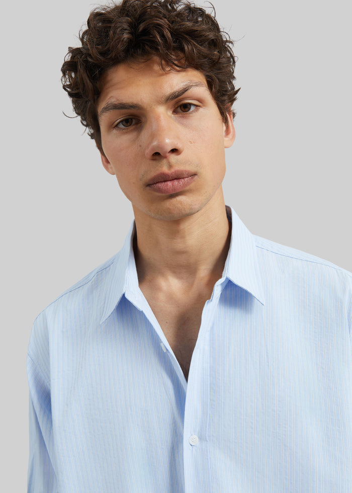 Colhame Adjustable Hem Shirt - Blue/White Stripe