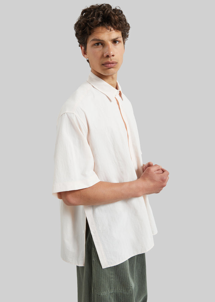 Colhame Adjustable Hem Short Sleeve Shirt - Light Pink