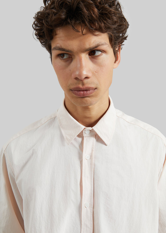 Colhame Adjustable Hem Short Sleeve Shirt - Light Pink