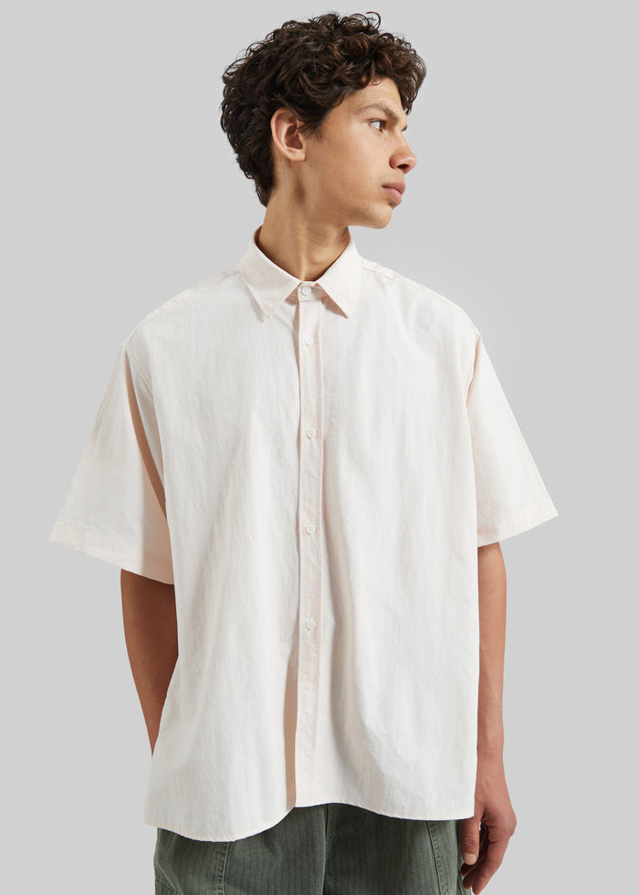 Colhame Adjustable Hem Short Sleeve Shirt - Light Pink