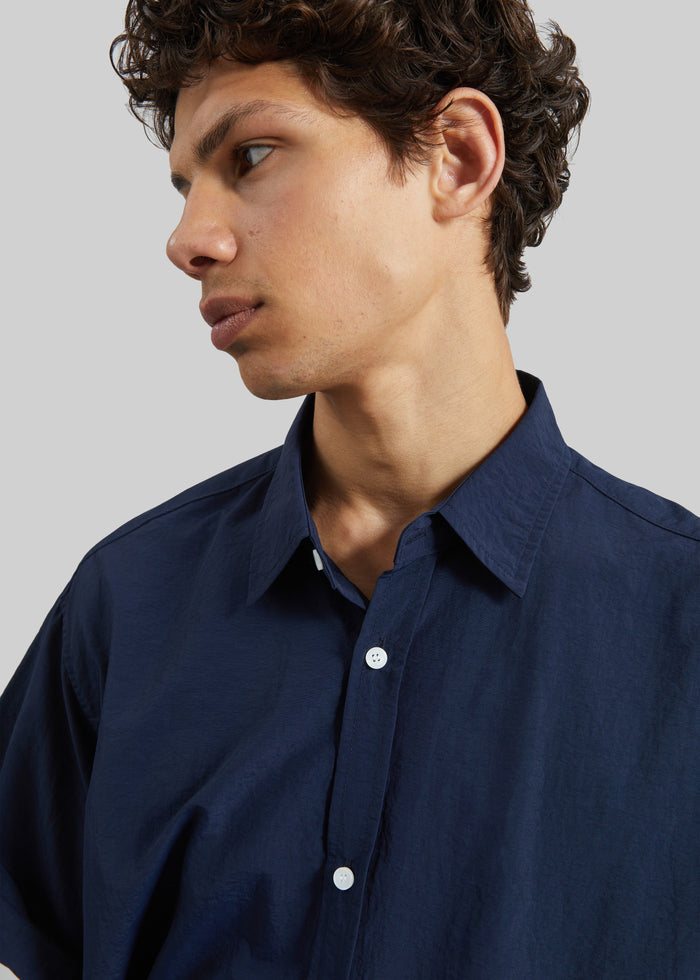 Colhame Adjustable Hem Short Sleeve Shirt - Navy