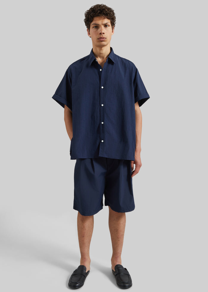 Colhame Adjustable Hem Short Sleeve Shirt - Navy