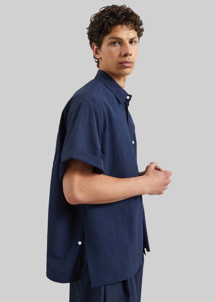 Colhame Adjustable Hem Short Sleeve Shirt - Navy