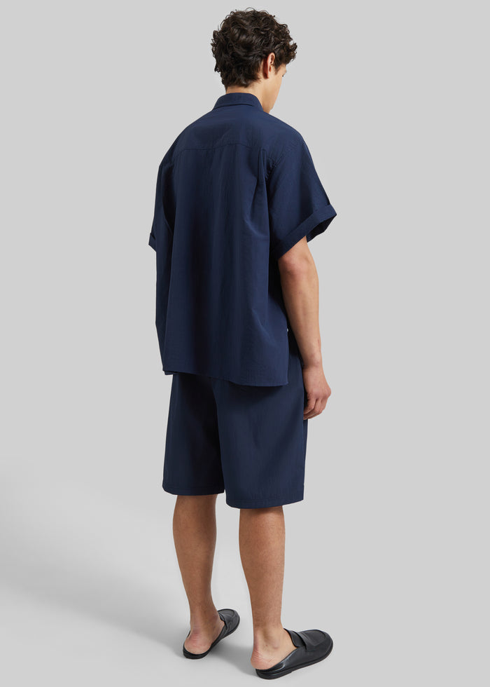 Colhame Adjustable Hem Short Sleeve Shirt - Navy