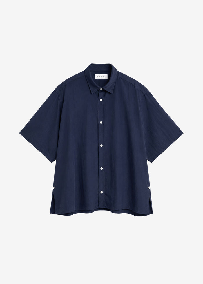 Colhame Adjustable Hem Short Sleeve Shirt - Navy