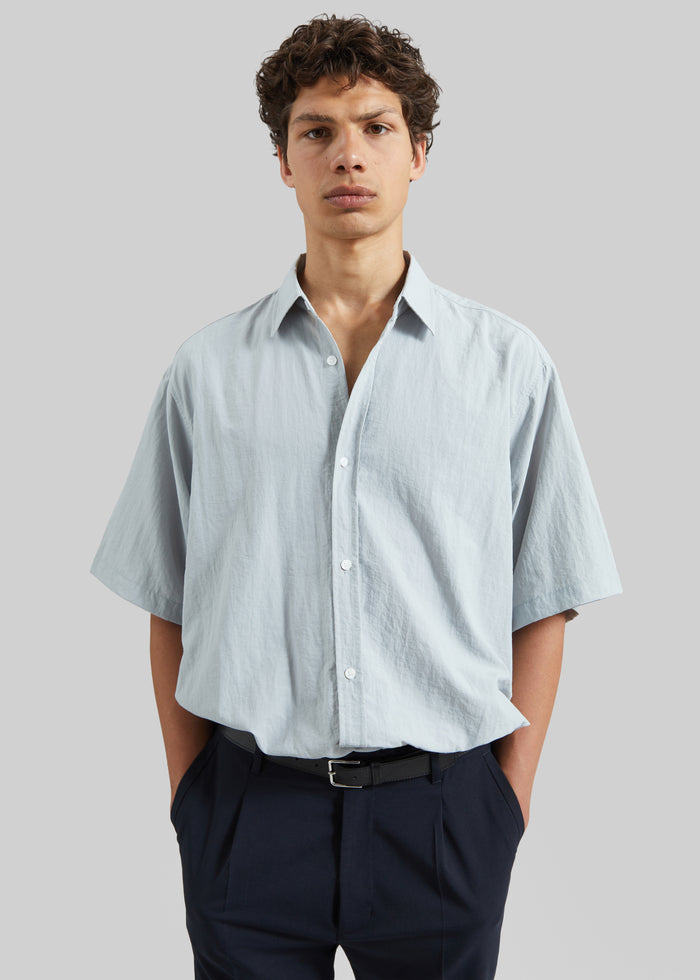 Colhame Adjustable Hem Short Sleeve Shirt - Powder Blue