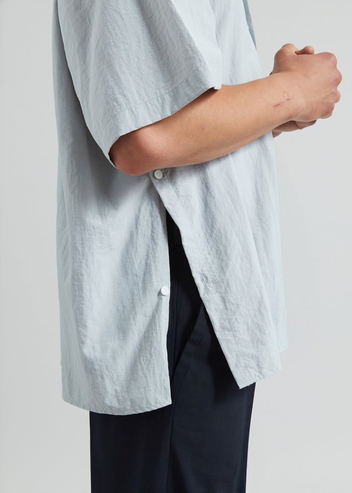 Colhame Adjustable Hem Short Sleeve Shirt - Powder Blue