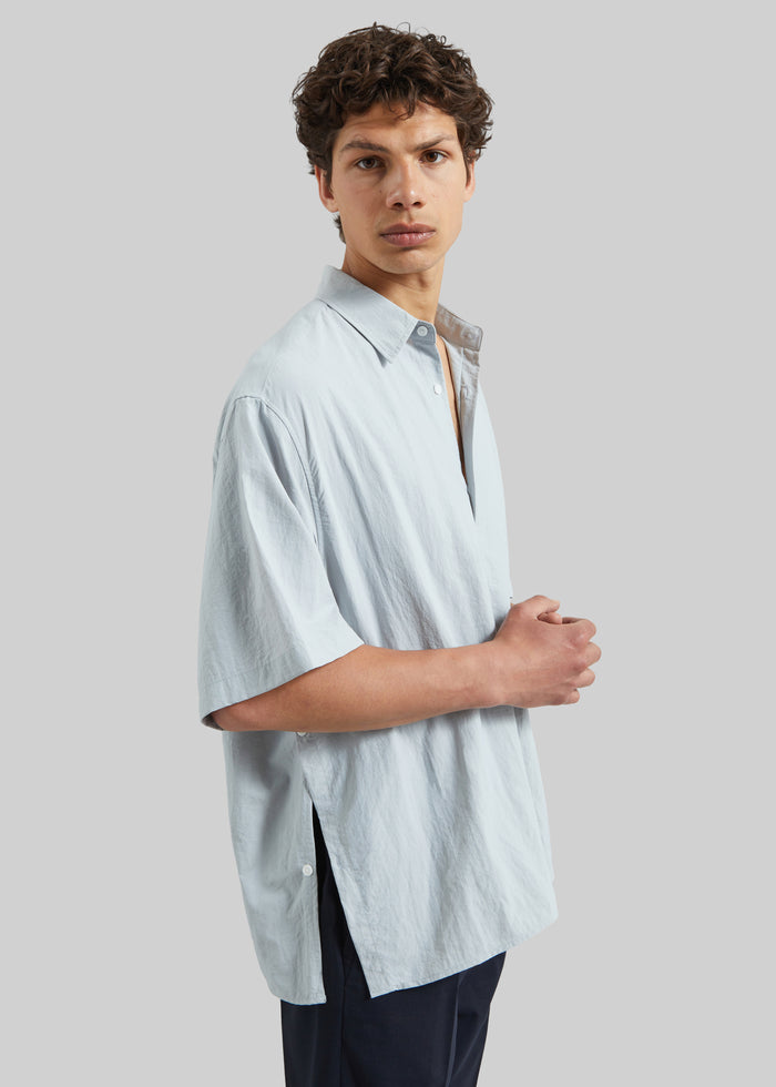 Colhame Adjustable Hem Short Sleeve Shirt - Powder Blue