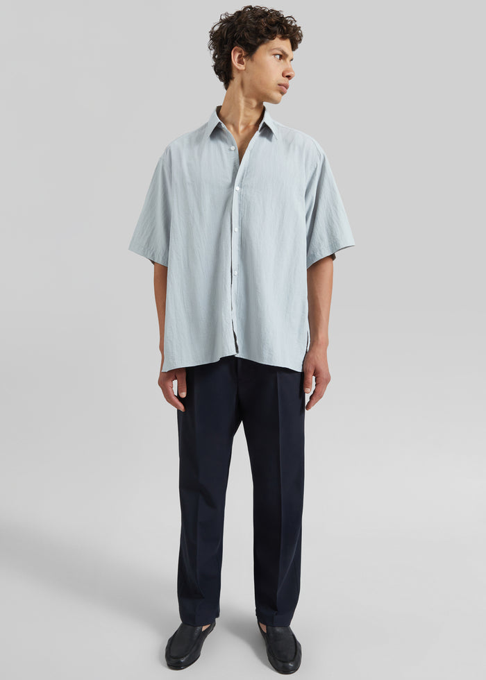 Colhame Adjustable Hem Short Sleeve Shirt - Powder Blue