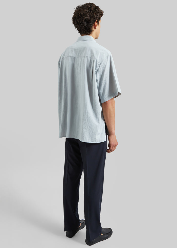 Colhame Adjustable Hem Short Sleeve Shirt - Powder Blue