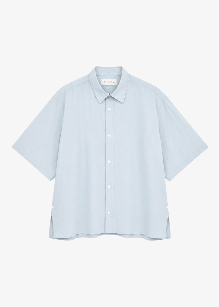 Colhame Adjustable Hem Short Sleeve Shirt - Powder Blue