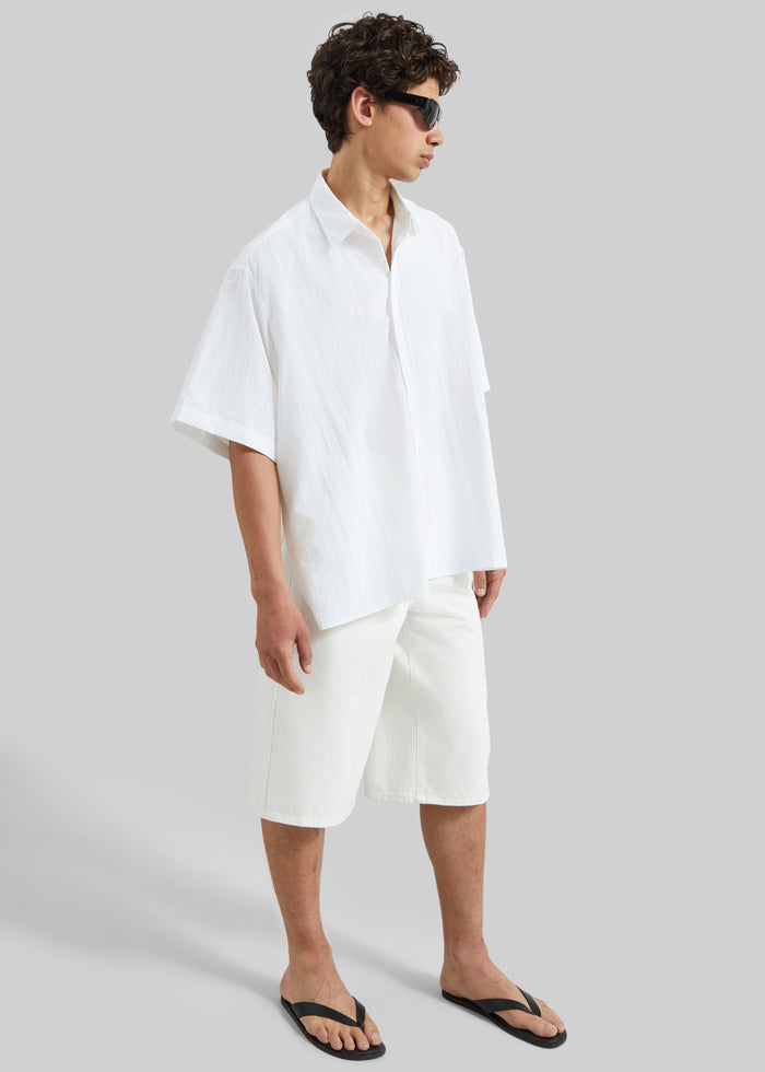 Colhame Adjustable Hem Short Sleeve Shirt - White