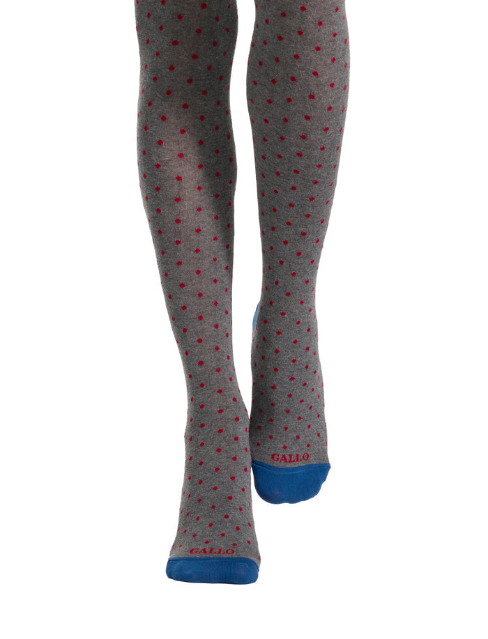 Collant donna cotone caldo grigio fantasia pois