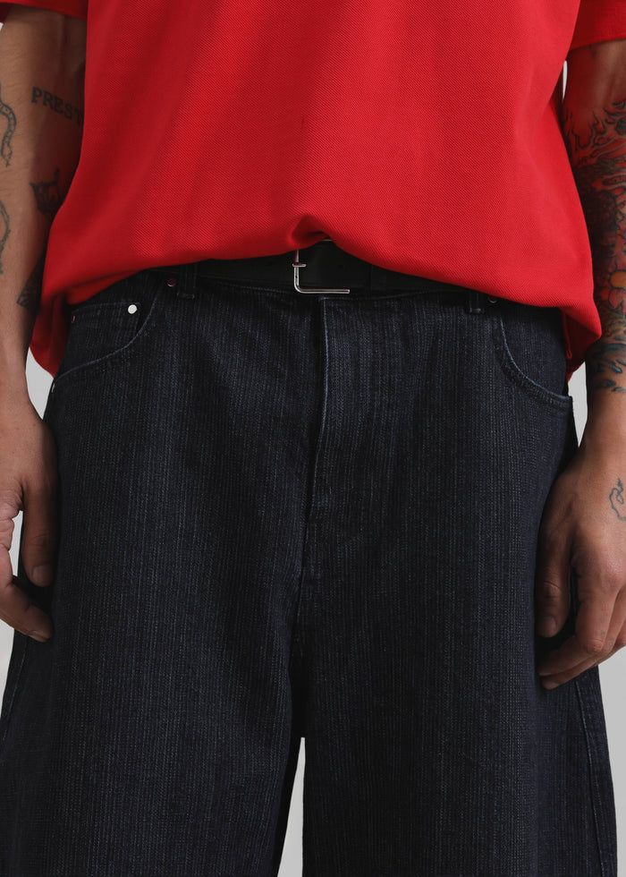 Colville Pinstripe Denim Bermuda Shorts - Dark Wash