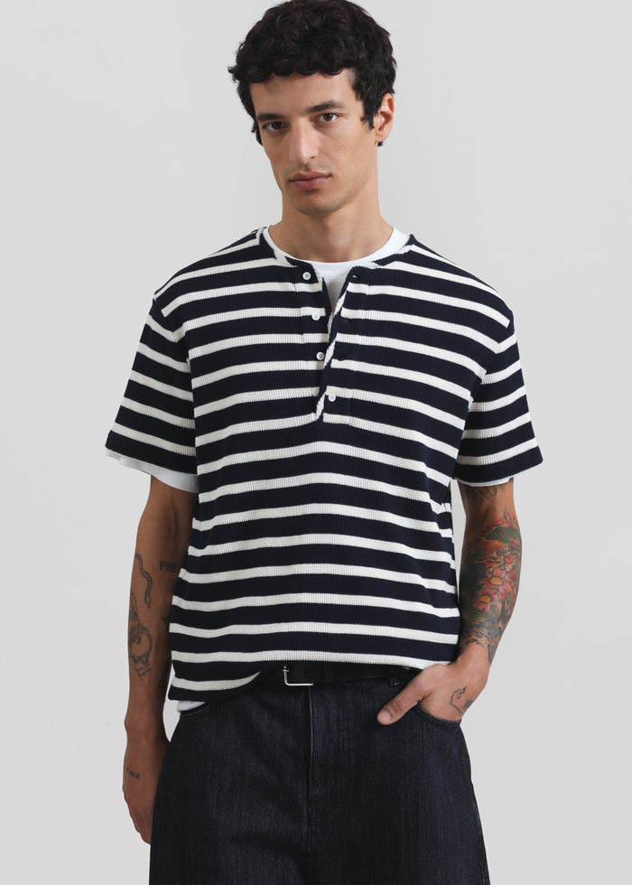 Colville Pinstripe Denim Bermuda Shorts - Dark Wash