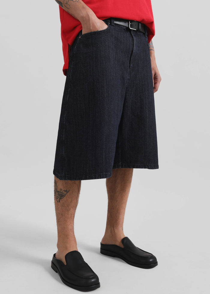 Colville Pinstripe Denim Bermuda Shorts - Dark Wash