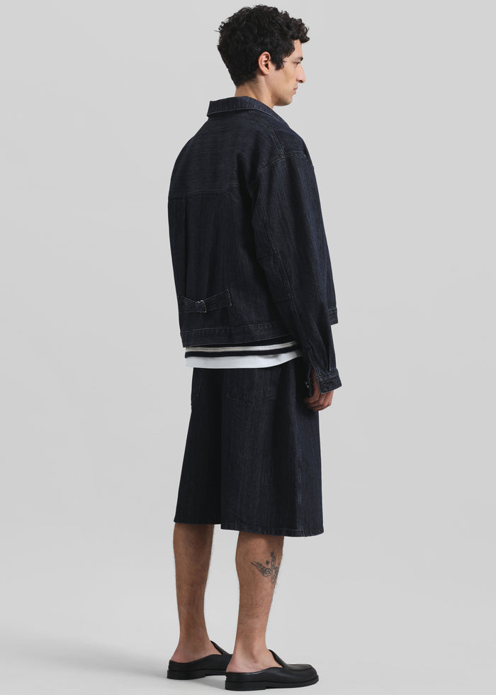 Colville Pinstripe Denim Bermuda Shorts - Dark Wash