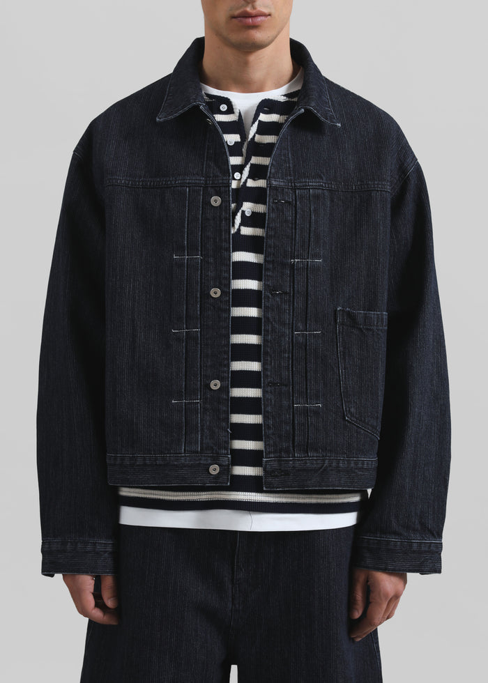 Colville Pinstripe Denim Work Jacket - Dark Wash