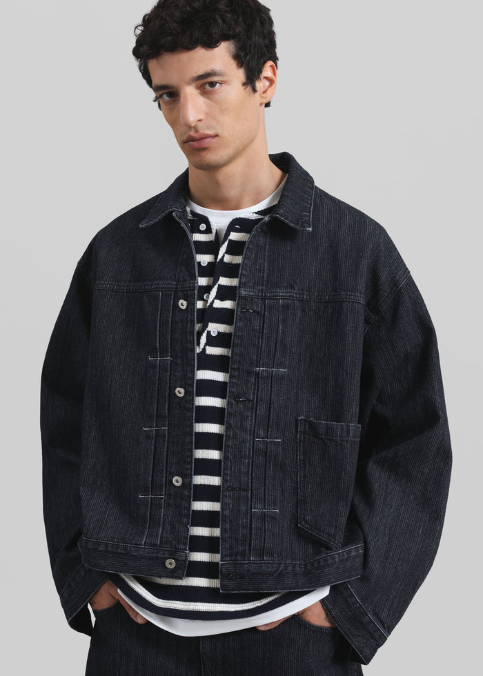 Colville Pinstripe Denim Work Jacket - Dark Wash