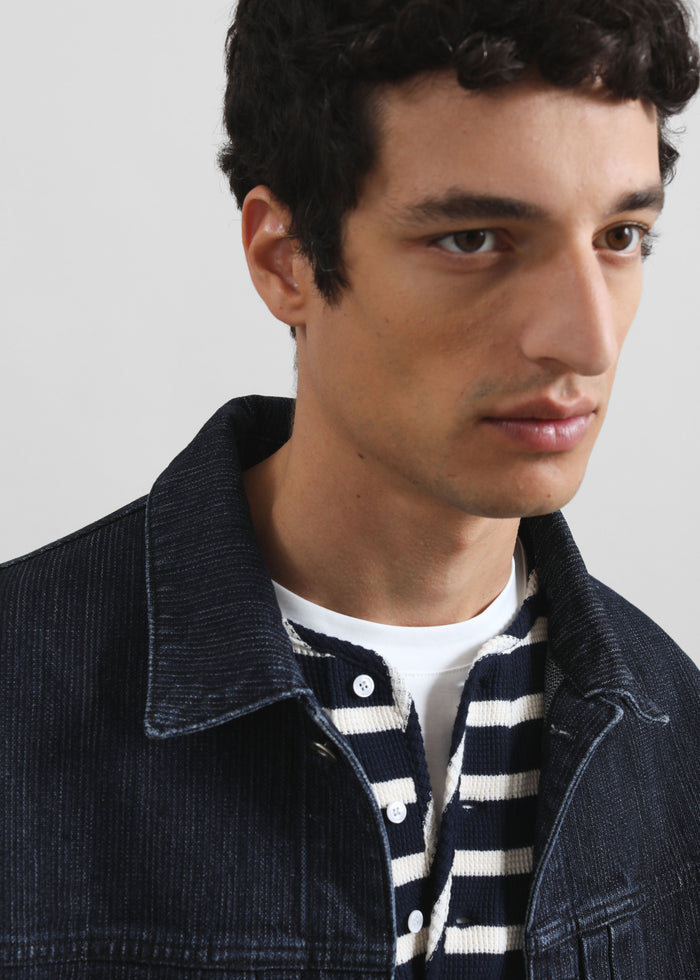Colville Pinstripe Denim Work Jacket - Dark Wash