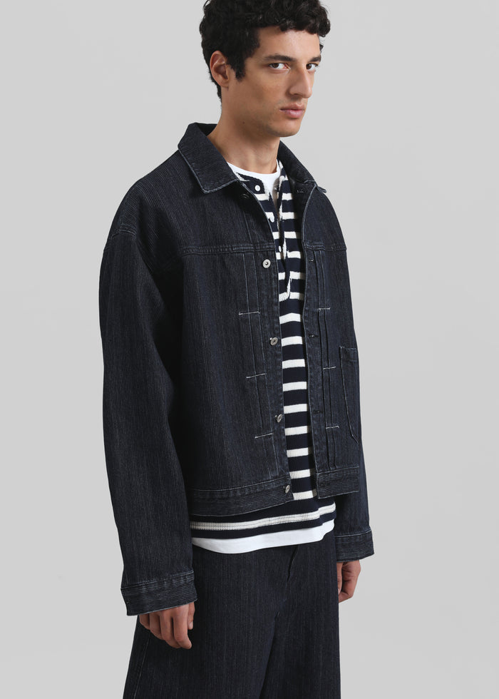 Colville Pinstripe Denim Work Jacket - Dark Wash