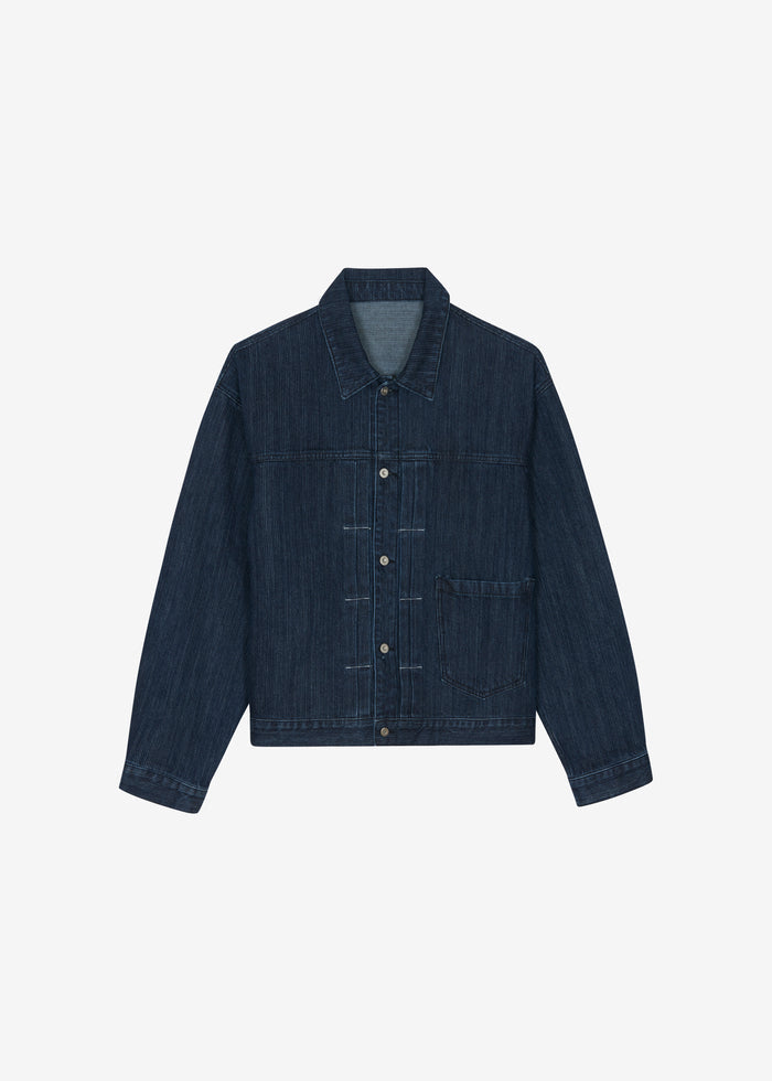 Colville Pinstripe Denim Work Jacket - Dark Wash