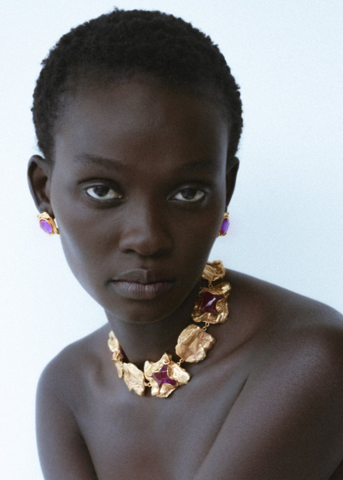 Completedworks Galileo Gold Plated and Resin Earrings - Pink