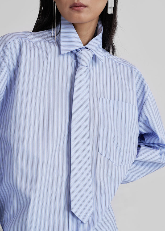 Connahy Tie Neck Shirt - Blue