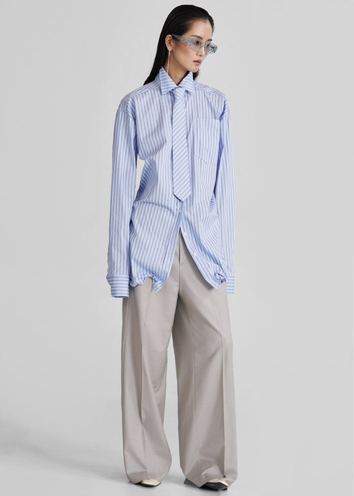 Connahy Tie Neck Shirt - Blue