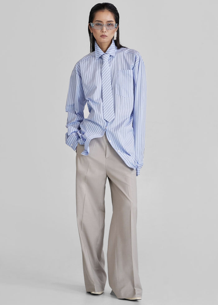 Connahy Tie Neck Shirt - Blue