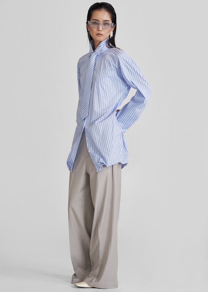 Connahy Tie Neck Shirt - Blue