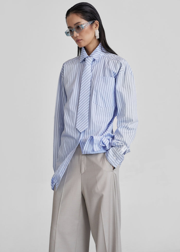 Connahy Tie Neck Shirt - Blue