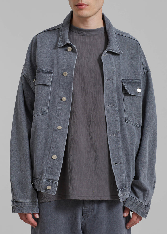Connor Oversized Denim Jacket - Grey Wash