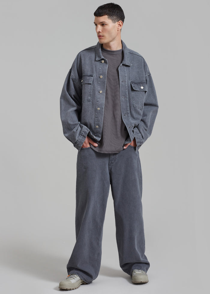 Connor Oversized Denim Jacket - Grey Wash