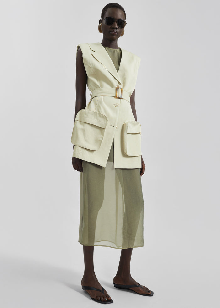 Corindi Sheer Organza Dress - Olive