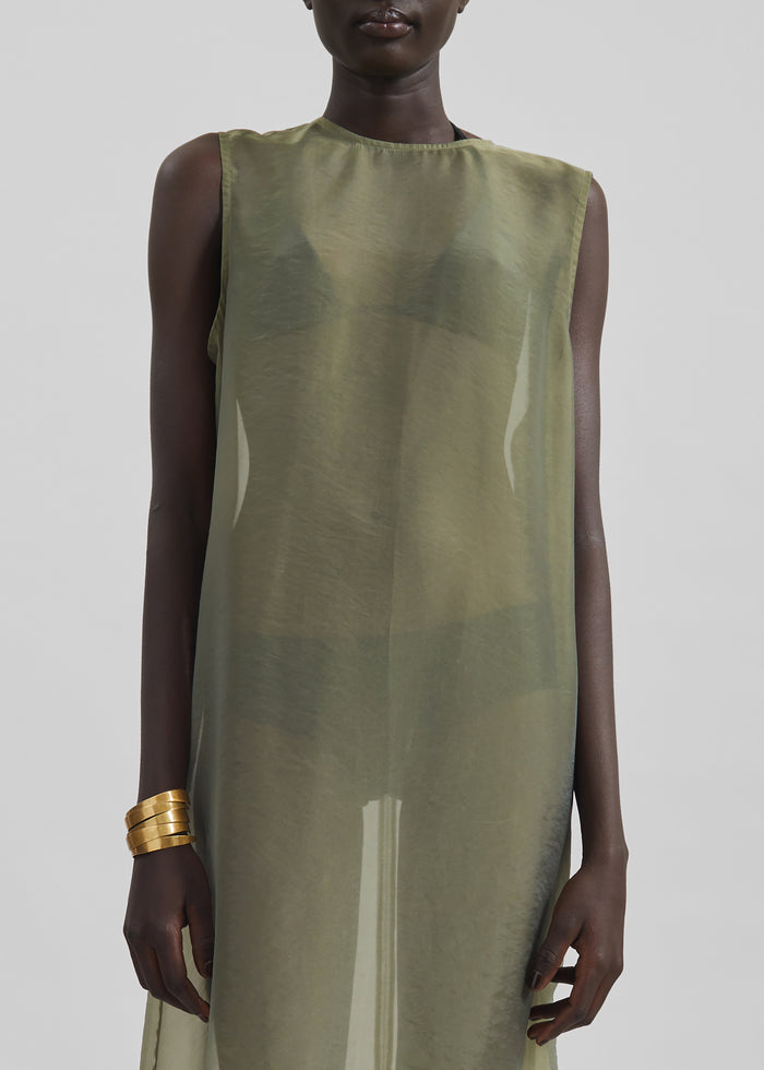Corindi Sheer Organza Dress - Olive