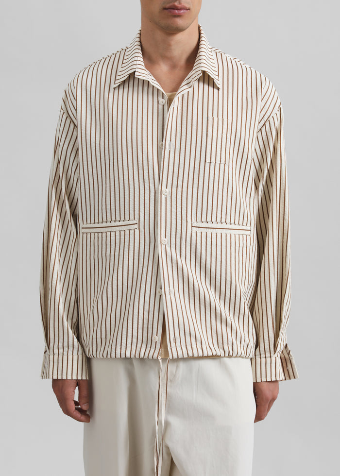 Corwin Shirt Jacket - Beige/Brown Stripe