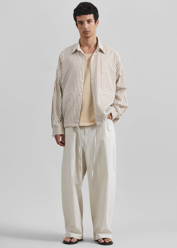 Corwin Shirt Jacket - Beige/Brown Stripe